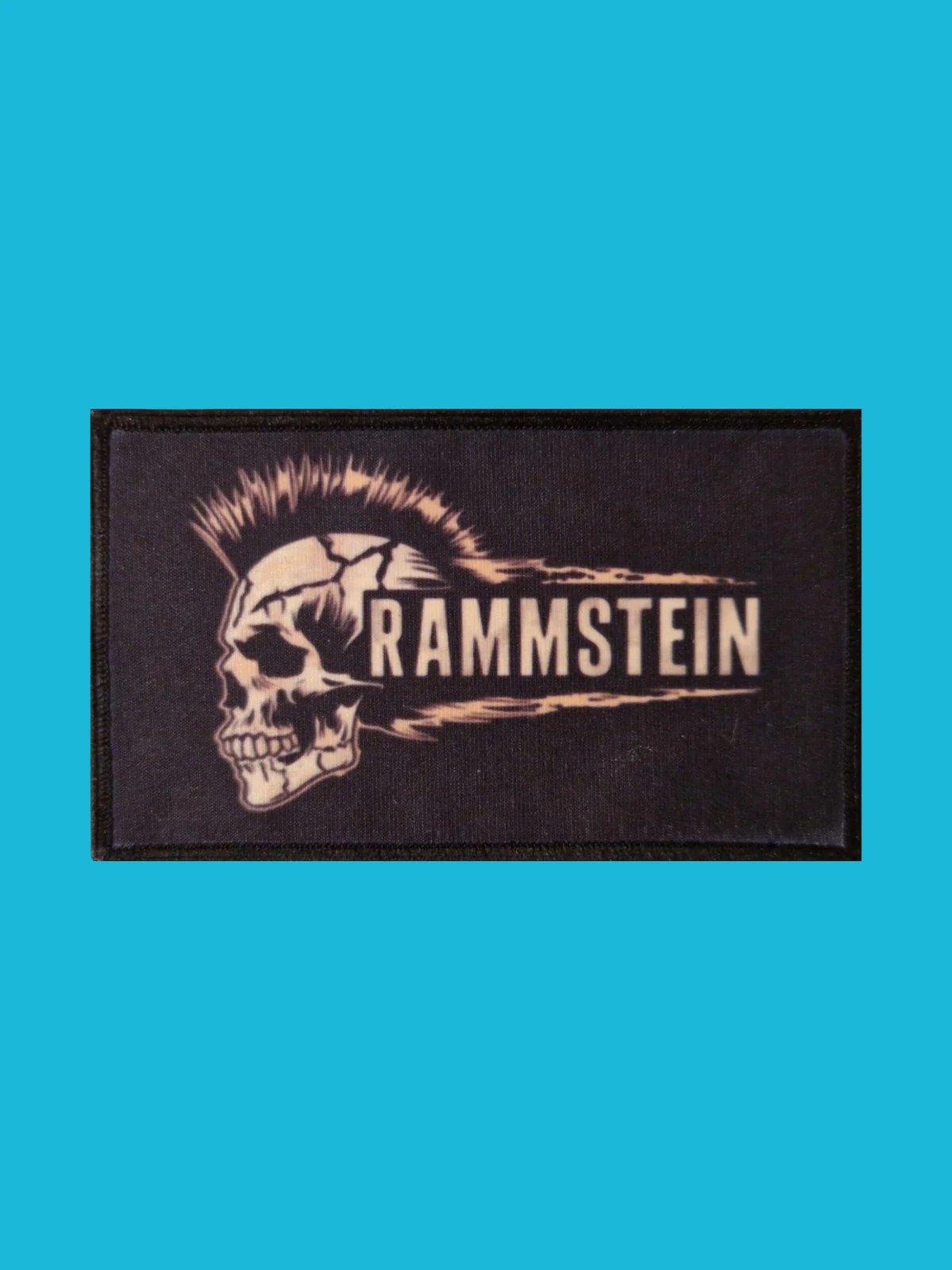 Patch Rammstein - Logo + Tête de mort - Imprimé - Rectangle de 10 x 6 centimètres